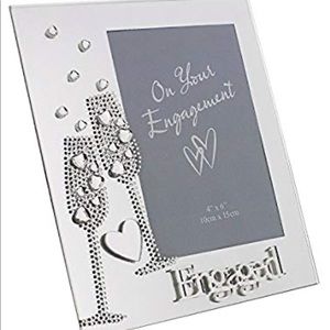 Engaged Mirror Photo Frame 4 x 6 Diamante Style